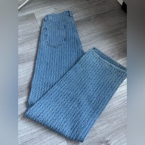 Textured Blue Wide-Leg Jeans. Size S